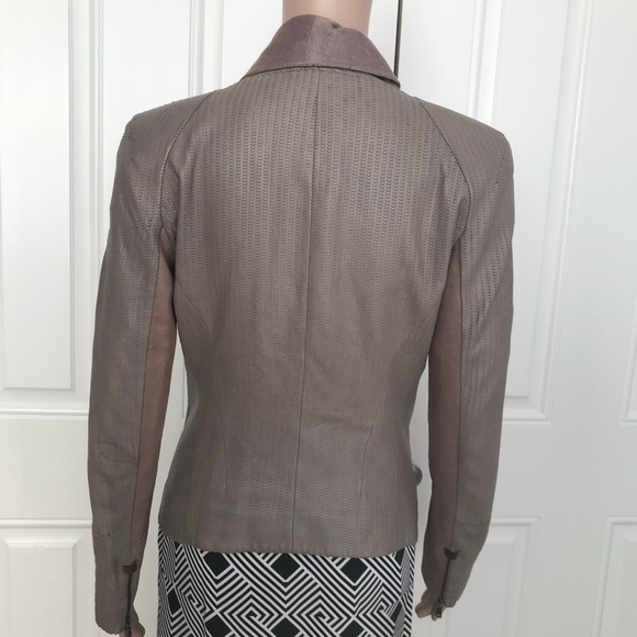 Vespucci Fitted Taupe Beige Textured leather Jacket Short Fitted NWOT Size S - Picture 5 of 8